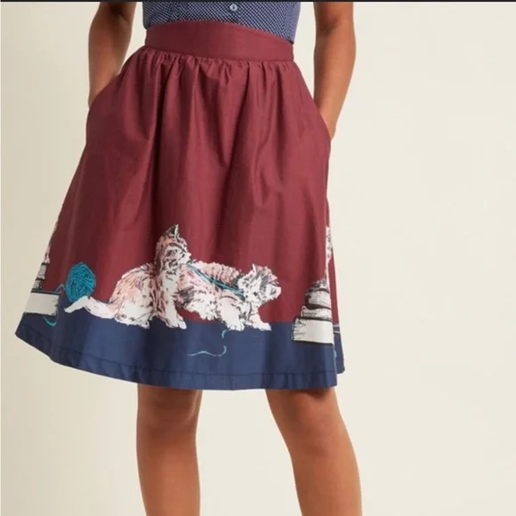 ModCloth Cat Circle Skirt Size Medium - Picture 1 of 8